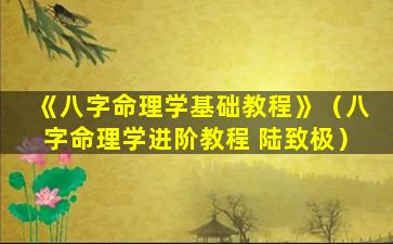 《八字命理学基础教程》（八字命理学进阶教程 陆致极）